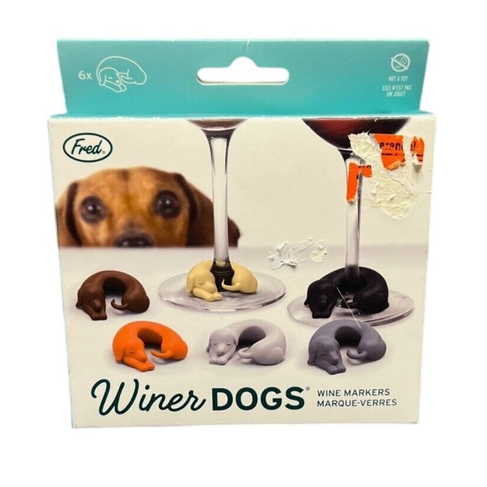 Winer Dogs Wine Markers Silicone Small Dachshunds By Fred Set of 6